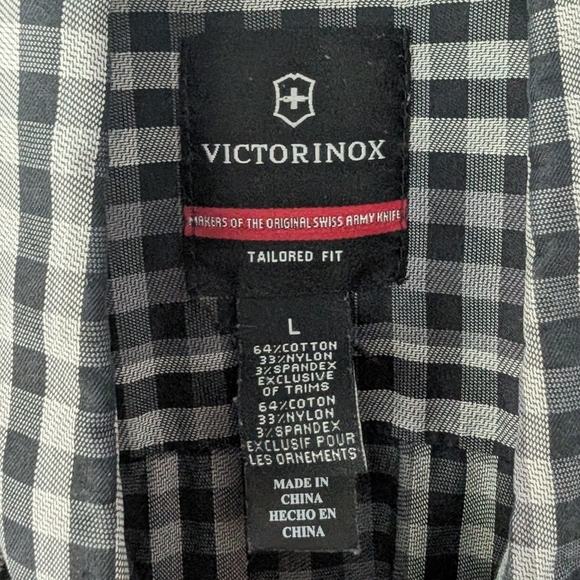 Victorinox Men's Gingham Casual Button Down Shirt In Size Large - Picture 7 of 12
